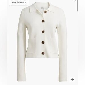 J crew ivory Collared lady jacket cardigan sweater XXS